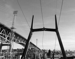 power lines black and white